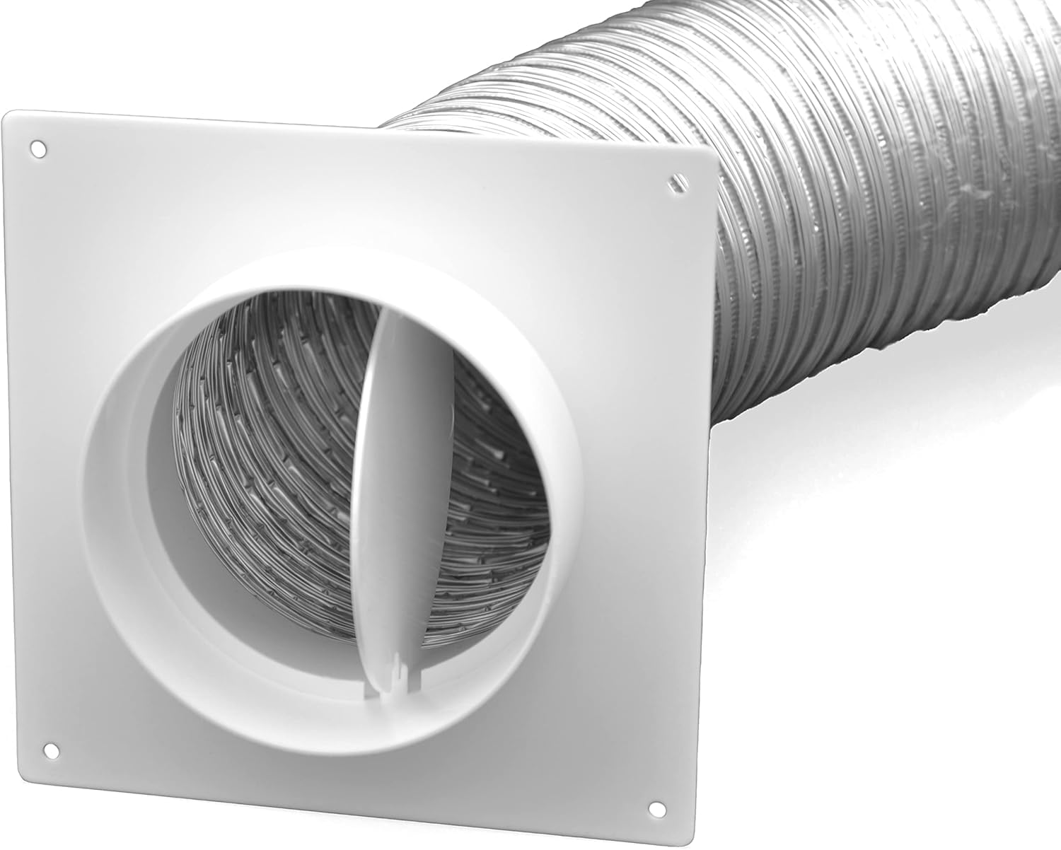 H&C VENT Conector de Brida para Ventilación 150mm con Válvula │ Conectores de Tubo PVC Flexible, Aluminio Manguera Conducto │ Placa de Pared │ Extractor Cocina Tubo Aire Acondicionado Secadora Rejilla