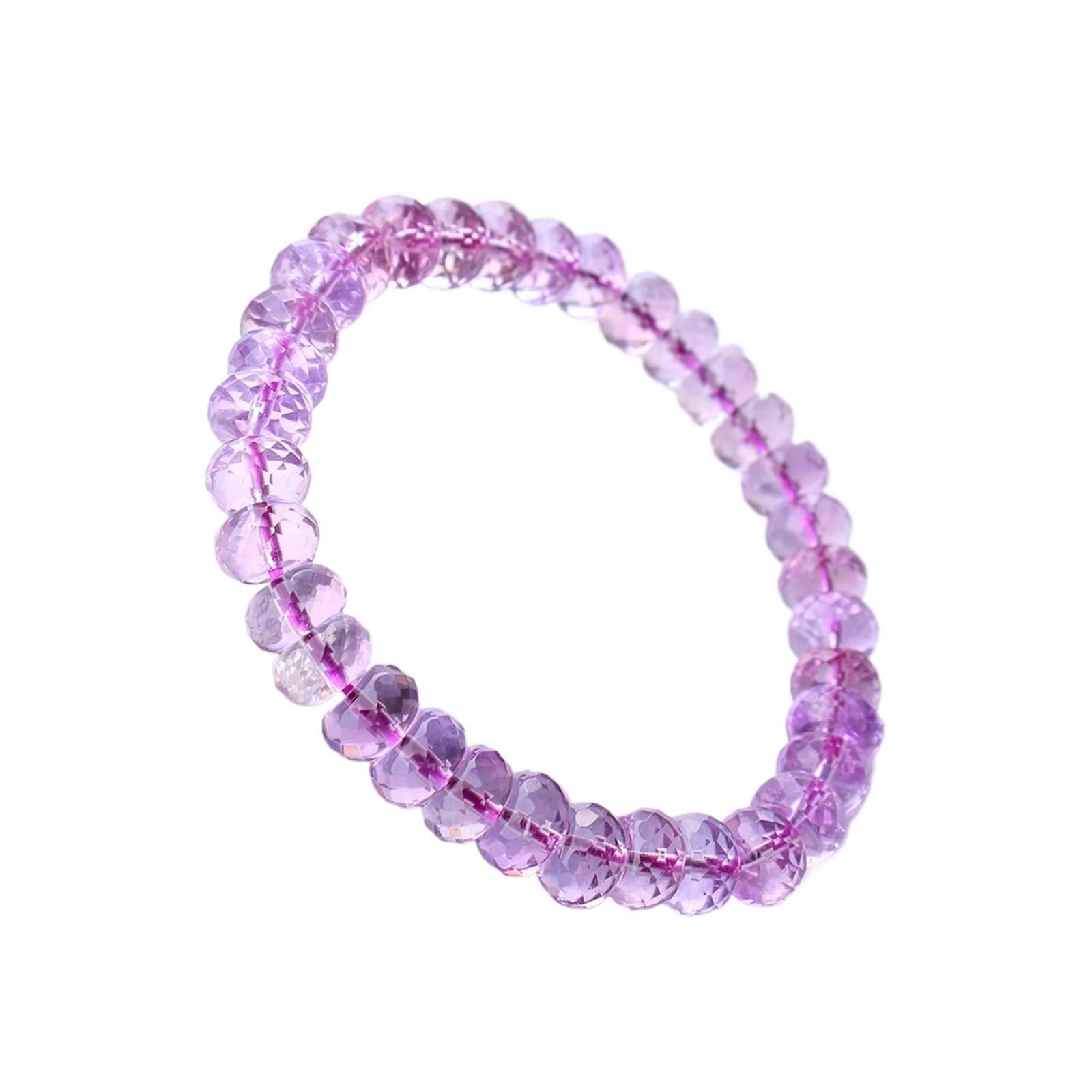 Generico Bracciale con perline sfaccettate di quarzo ametista viola naturale 7mm 8mm 9mm Donna Uomo Pietra lavanda elasticizzata AAAAA
