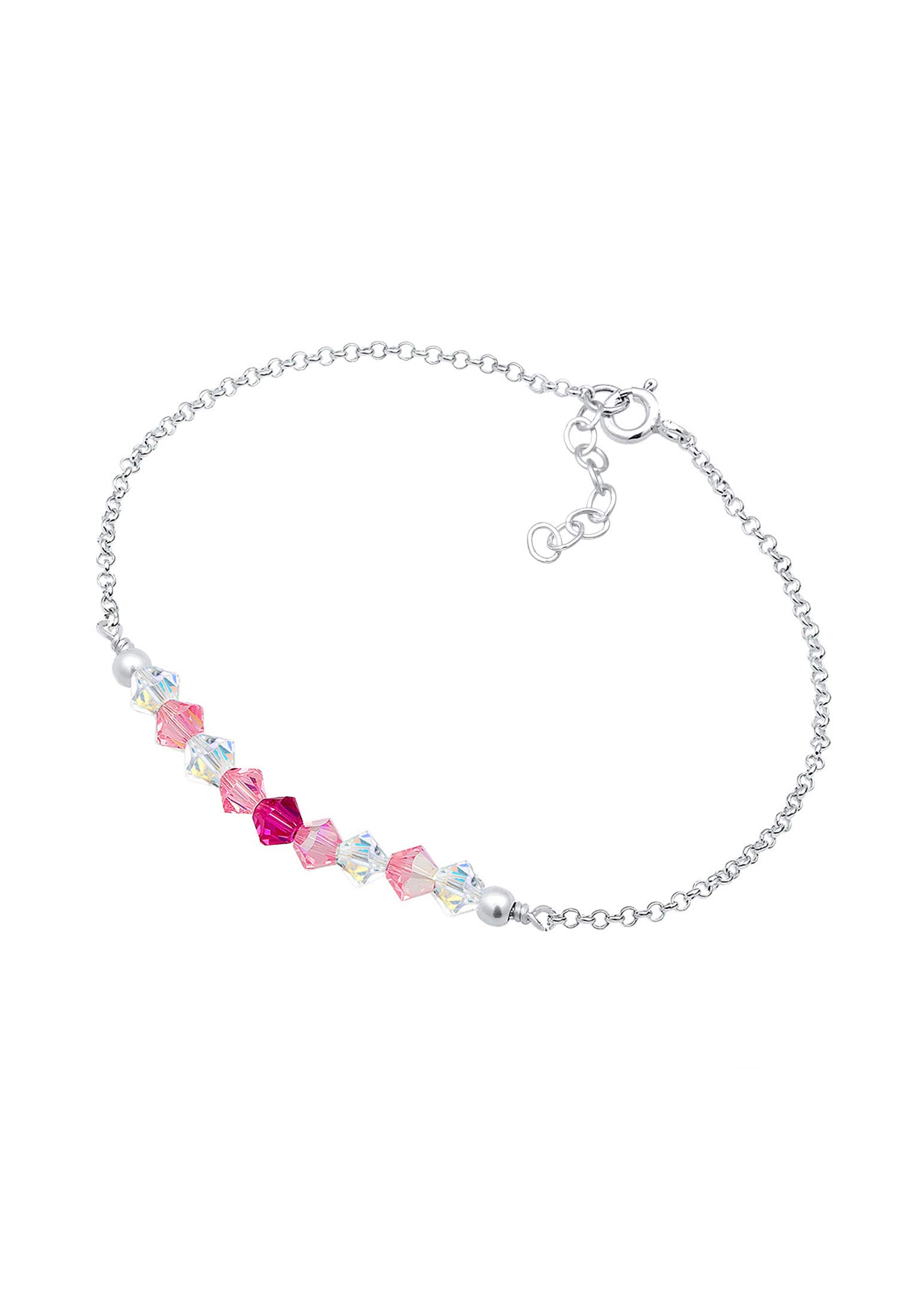 Elli Pulseras para niños con cuentas de color rosa con cristales en plata de ley 925