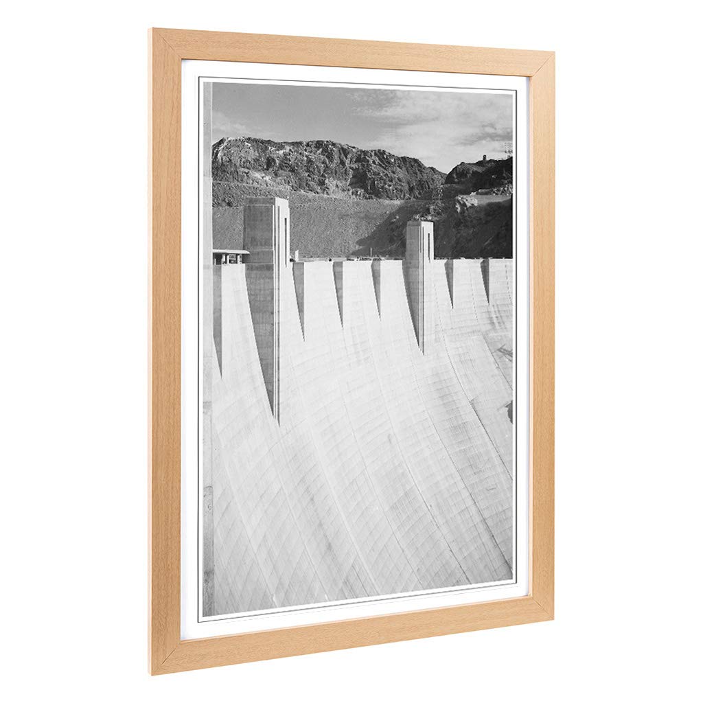 Big Box Art Framed Print of Ansel Adams Boulder Dam Close Design | Wall Art Picture | Home Decor for Kitchen, Living Room, Bedroom, Hallway, Oak, A2 / 24.5x18 Inch / 62x45cm