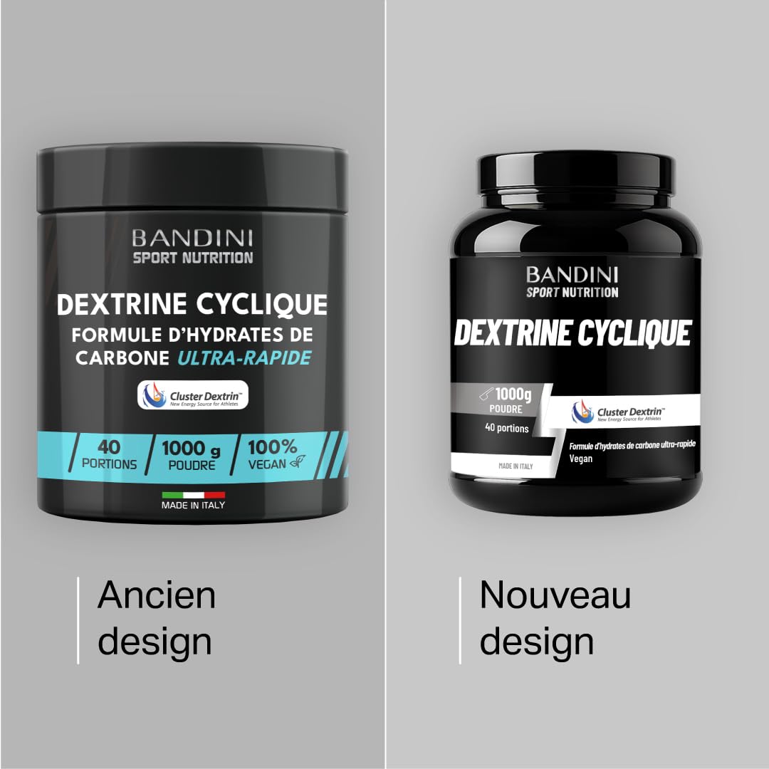 Bandini® Cyclic Dextrin Powder (Dextrin® Cluster) 1000g - Dextrine Cyclique | Hydrates de carbone de première qualité à forte ramification - Energie accrue grâce à une formule brevetée - Végétalien