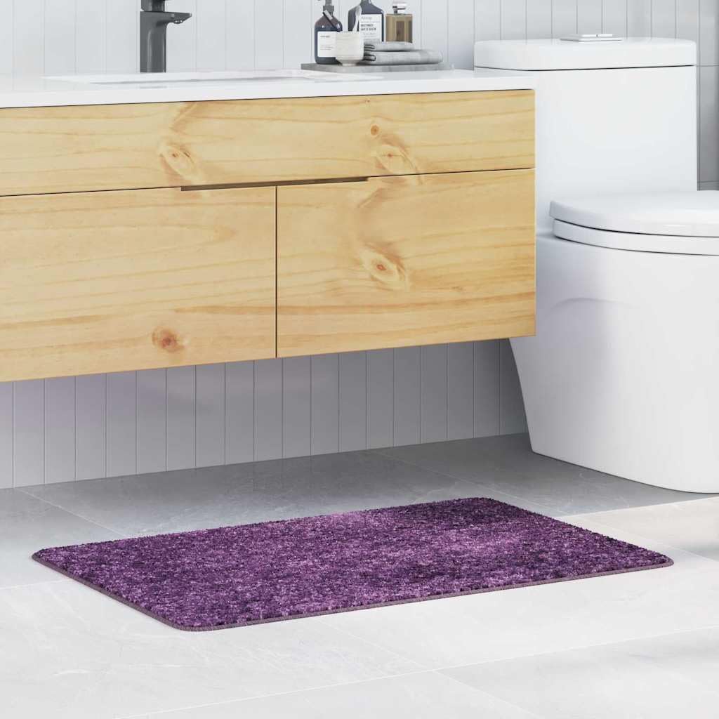 Rutschfeste Badmatte Lila 60 x 90 cm PP Waschbar Schnelltrocknend Weich Fußbodenheizung geeignet für Badezimmer Gäste WC Duschmatte