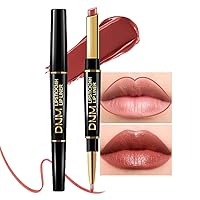 Vista 8 de evpct 1Pcs Kit de delineador de labios y lápiz labial rojo oscuro profundo para mujer, kit de labios mate con delineador de labios, manchas