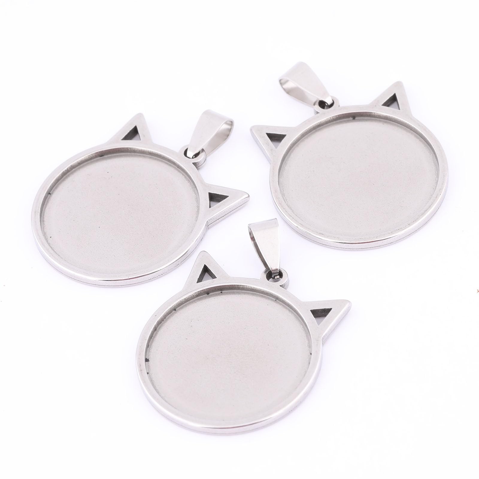 Reidgaller 10pcs Stainless Steel Round 25mm Cabochon Base Settings DIY Bezel Pendant Trays for Necklace Jewelry Making (Plain Steel)