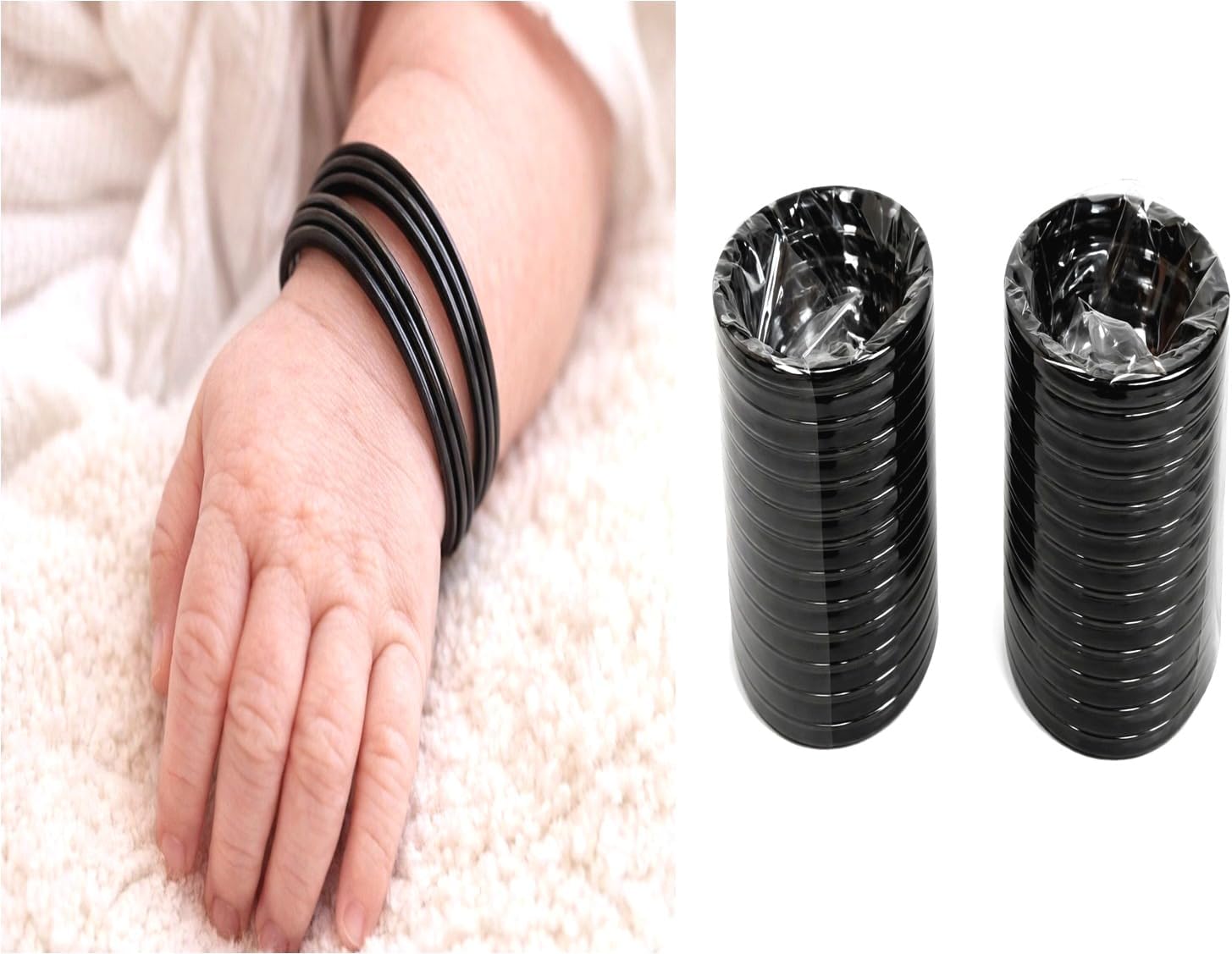 Beauty Tool Simple Black Baby Bangles for Daily Use Smooth and Lightweight Bangles for Babies (48pcs)