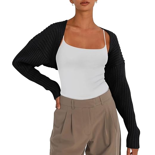 LILLUSORY Y2K Bolero FashionClothes Trendy Long Sleeve Cardigan Cropped Shrug 2023 Sweater Women Baby