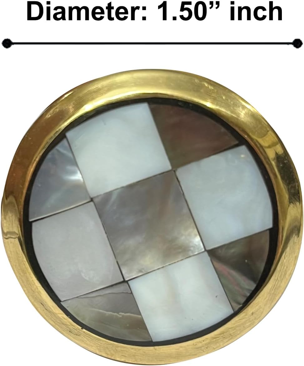Perilla Home Set of 6 Knobs for Cabinet & Drawers Mother of Pearl Brass Knobs Decorative Vintage Knobs for Home Kitchen Cabinet Hardware Cupboard Door Dresser Wardrobe & Drawer Pulls (Chess Knob)