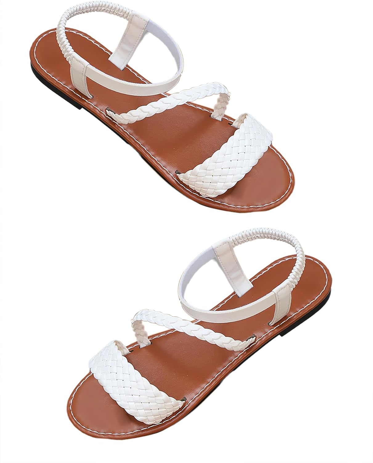 Verdusa Women’s Flat Sandals Strappy Dressy Ankle Strap Casual Summer Thong Sandals for Beach