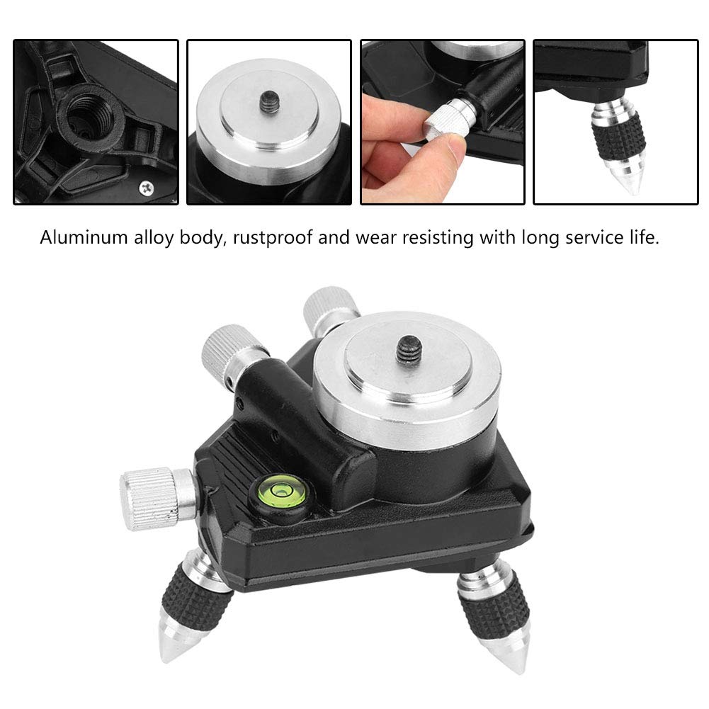 At2 Support Adaptateur De Niveau Laser - Rotation À 360° Manuellement Base Micro Ajustable Pour Connecteur De Trépied De Niveau Laser Ligne, Alliage Complet Avec Montage Fileté Standard 1/4"