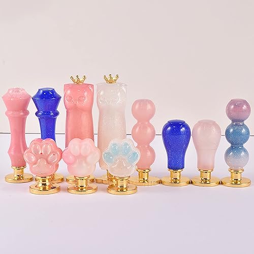 Miniatura 4 de 9 moldes de mango de sello de cera con 9 sellos de cera, moldes de mango de silicona para resina epoxi, molde de fundición de resina para sellar