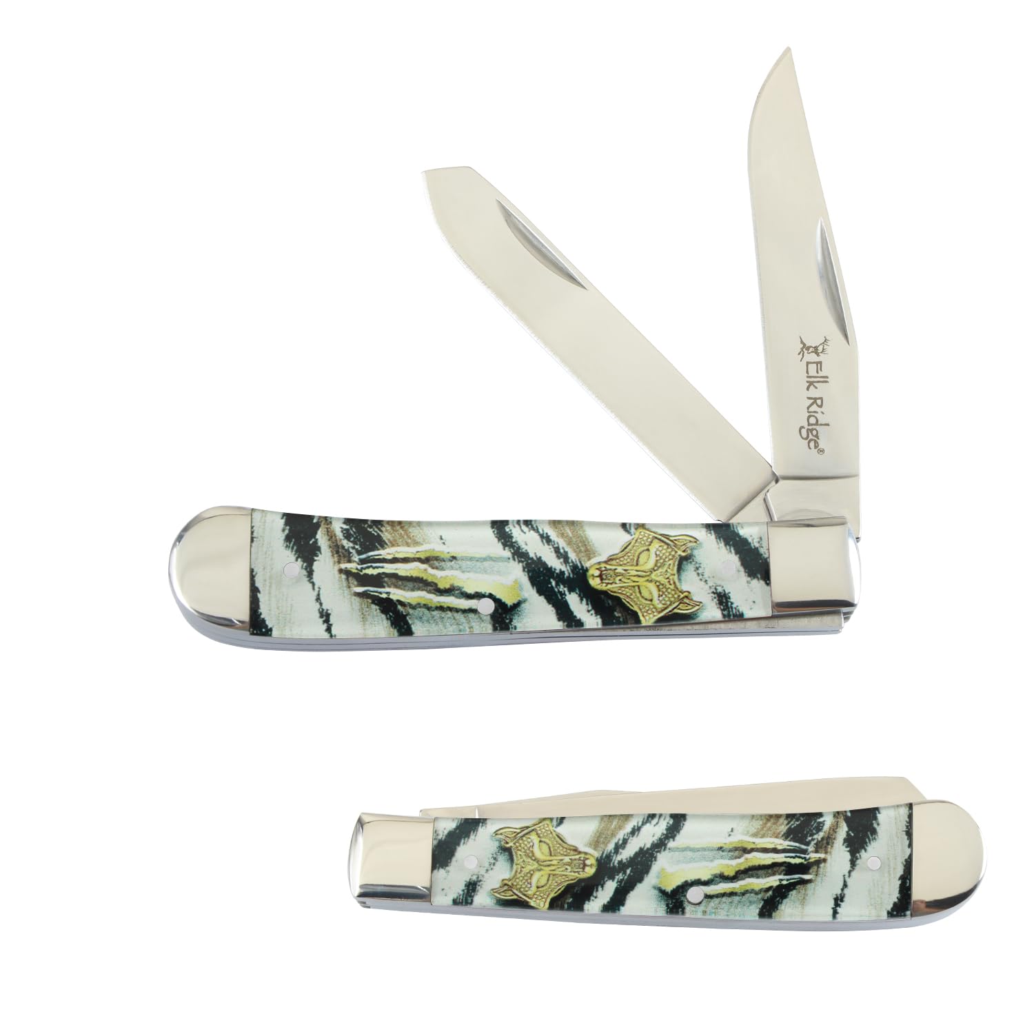 Elk Ridge Collection Every Day Carry 3 Blade Smooth Non-Slippery Handle Trapper Folding Pocket Knife (Black)