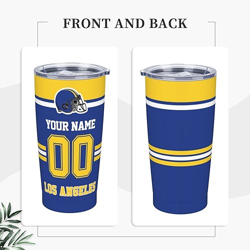 Miniatura 2 de Vaso personalizado de Los Ángeles, vaso personalizado con nombre y número, vasos aislados personalizados con pajita, taza de café de viaje de acero