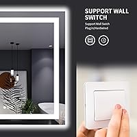 Vista 7 de LOAAO Espejo de baño LED de 32 x 32 pulgadas con luces, antiniebla, regulable, retroiluminado + iluminado frontal, espejo de tocador de baño