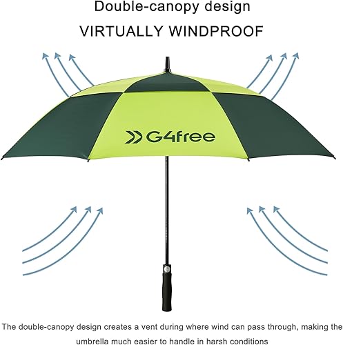 Miniatura 123 de G4Free - Paraguas de golf de apertura automática de 47, 54, 62 y 68 pulgadas - Paraguas extragrande con doble toldo, ventilado, a prueba de viento