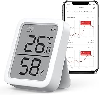 SwitchBot Thermometer Hygrometer, Bluetooth Indoor Humidity Meter and Temperature Sensor with App Control, Dewpoint/VPD/Absolute Humidity Meter, Data Storage Export, Remote Monitor for Home