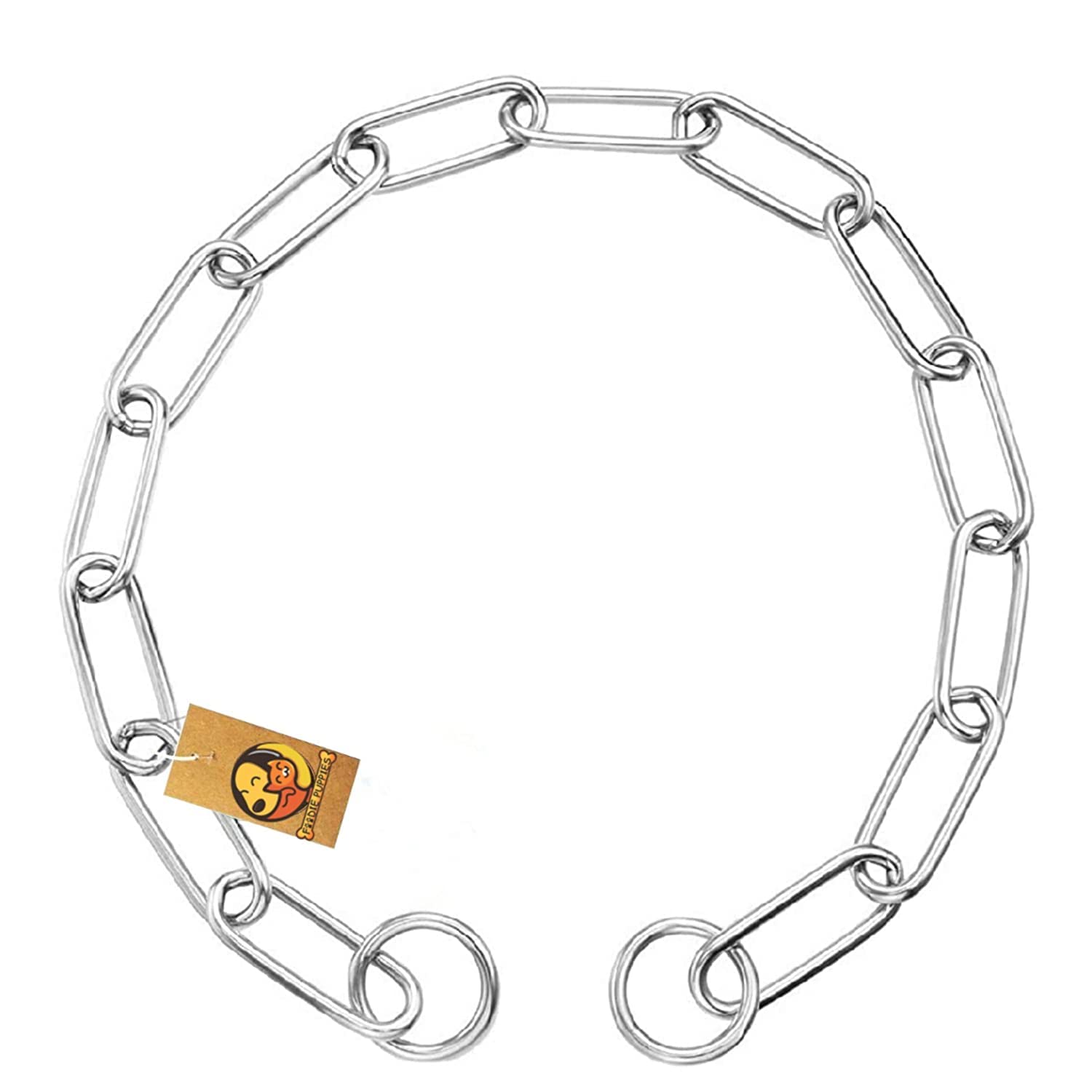 Foodie Puppies Stainless Steel Long Link Plated Dog Collar Choke Chain (Silver) (25 inch)