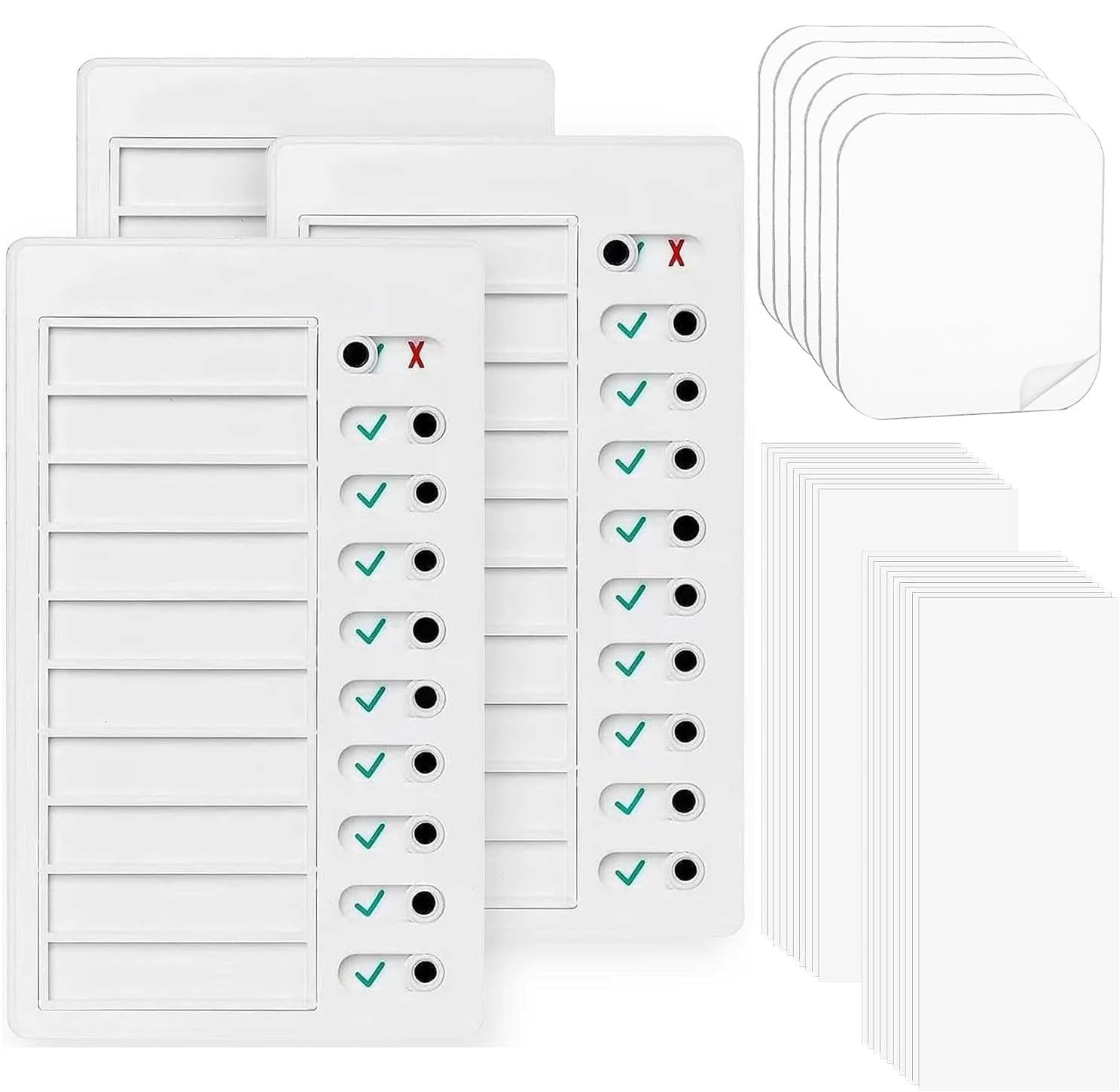 3 Pcs to Do List Checklist Board, Chores Chart for Kids Adults Routine Chart for Children, to Do Board for Wall Fridge Kitchen, to Do List Planner with 6 Acrylic Adhesive, 20 Replaceable Blank Paper