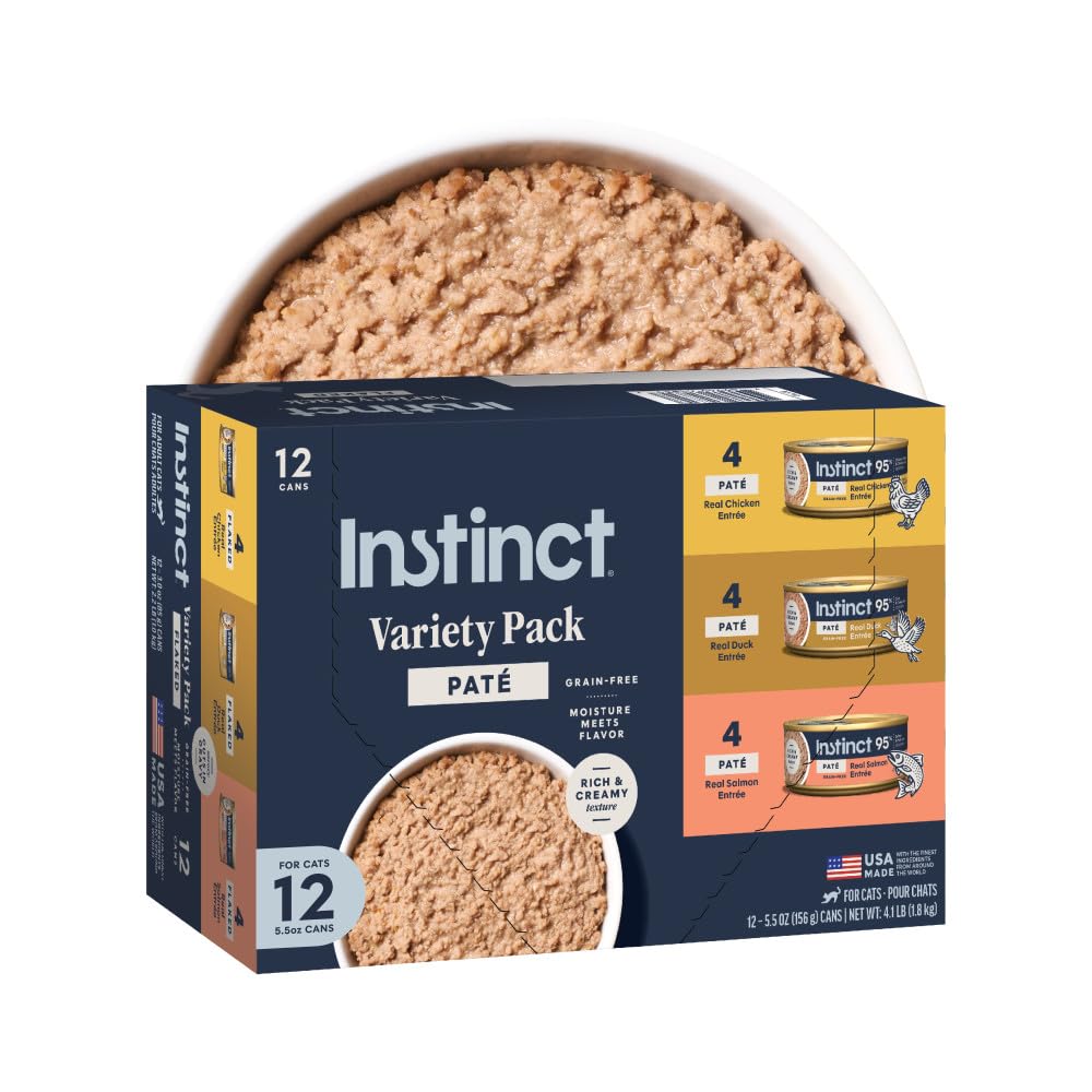 Instinct Pate Entrees, Wet Cat Food, Variety Pack, 5.5 oz. (12 Count)