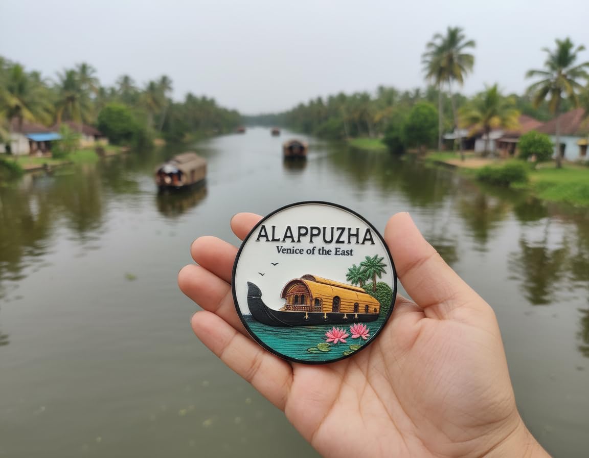Alappuzha Houseboat 3D Fridge Magnet - Venice of the East Souvenir - Malarikkal Water Lily & Alleppey Backwaters Travel Gift-picture-15