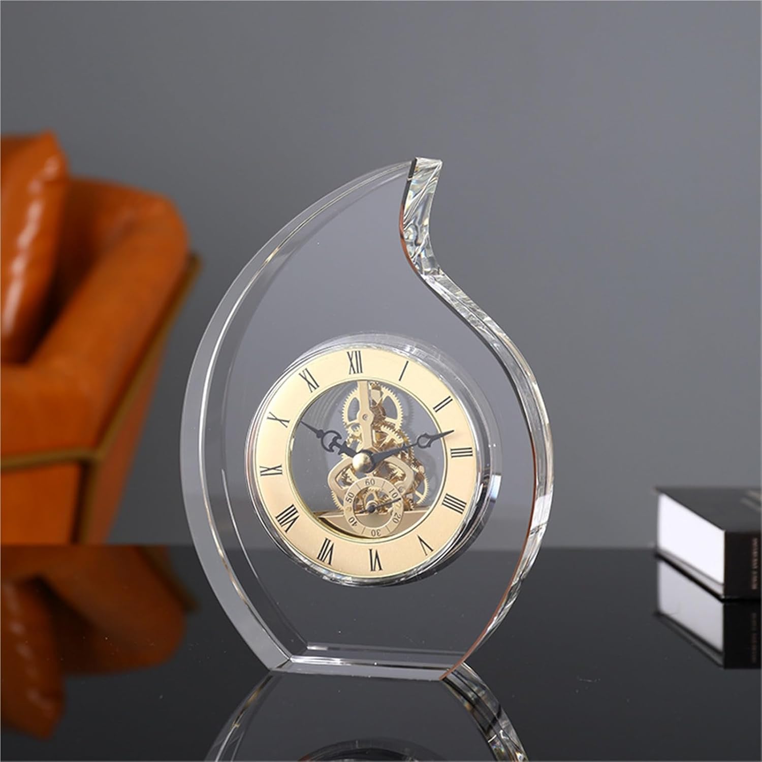 Mantel Table Clock Crystal Table Clock Household Table Clock Living Room Clock Ornament Imitation Mechanical Desktop Living Room Home Decor