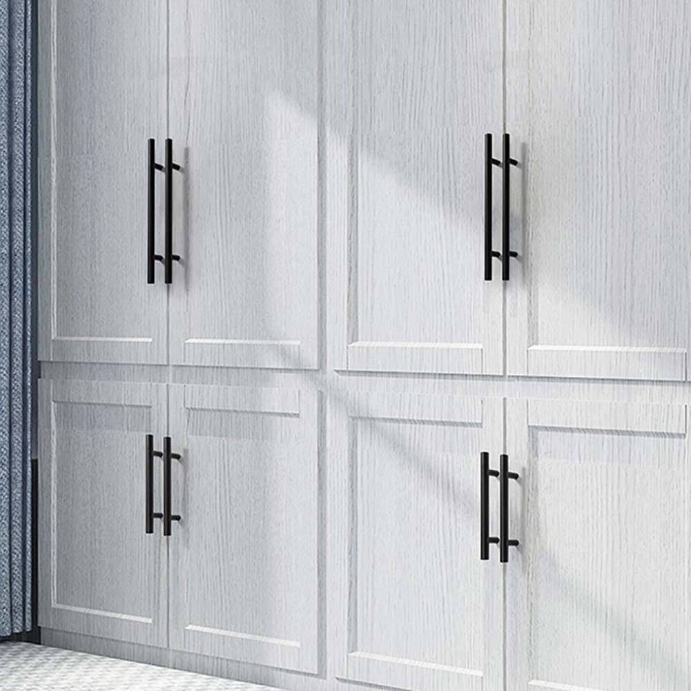 Nórdico Tiradores De Puerta De Armario Cocina Manija del Cajón Manijas De Puertas Moderno Picaportes Manetas (Distancia del Agujero 160mm, Longitud 250mm) por Muebles Negro Mate 4 Piezas