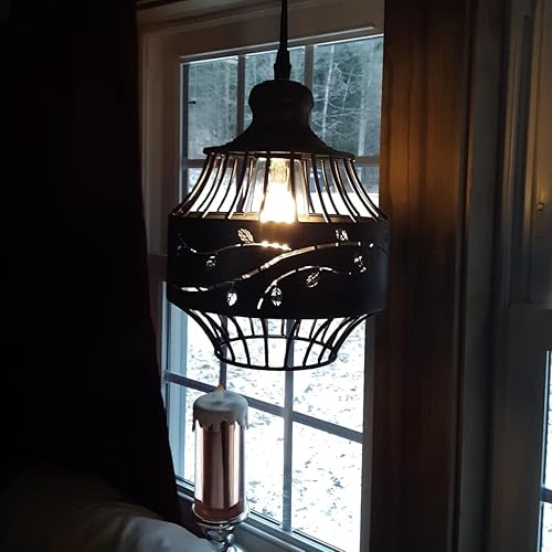 Miniatura 5 de YLONG-ZS Luces colgantes enchufables con cable colgante de 16 pies e interruptor de atenuación de encendidoapagado, lámpara de techo industrial de