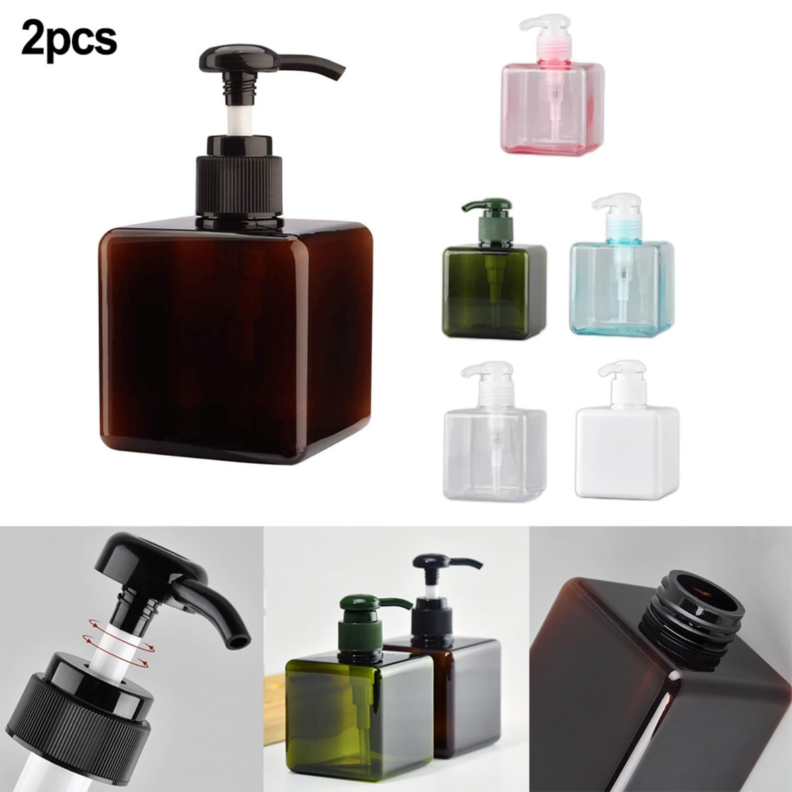 Dispenser Per Lozioni Quadrati In PETG, 250 Ml – 2 Pezzi Trasparenti, Ricaricabili, Ideali Per Bagno E Viaggio