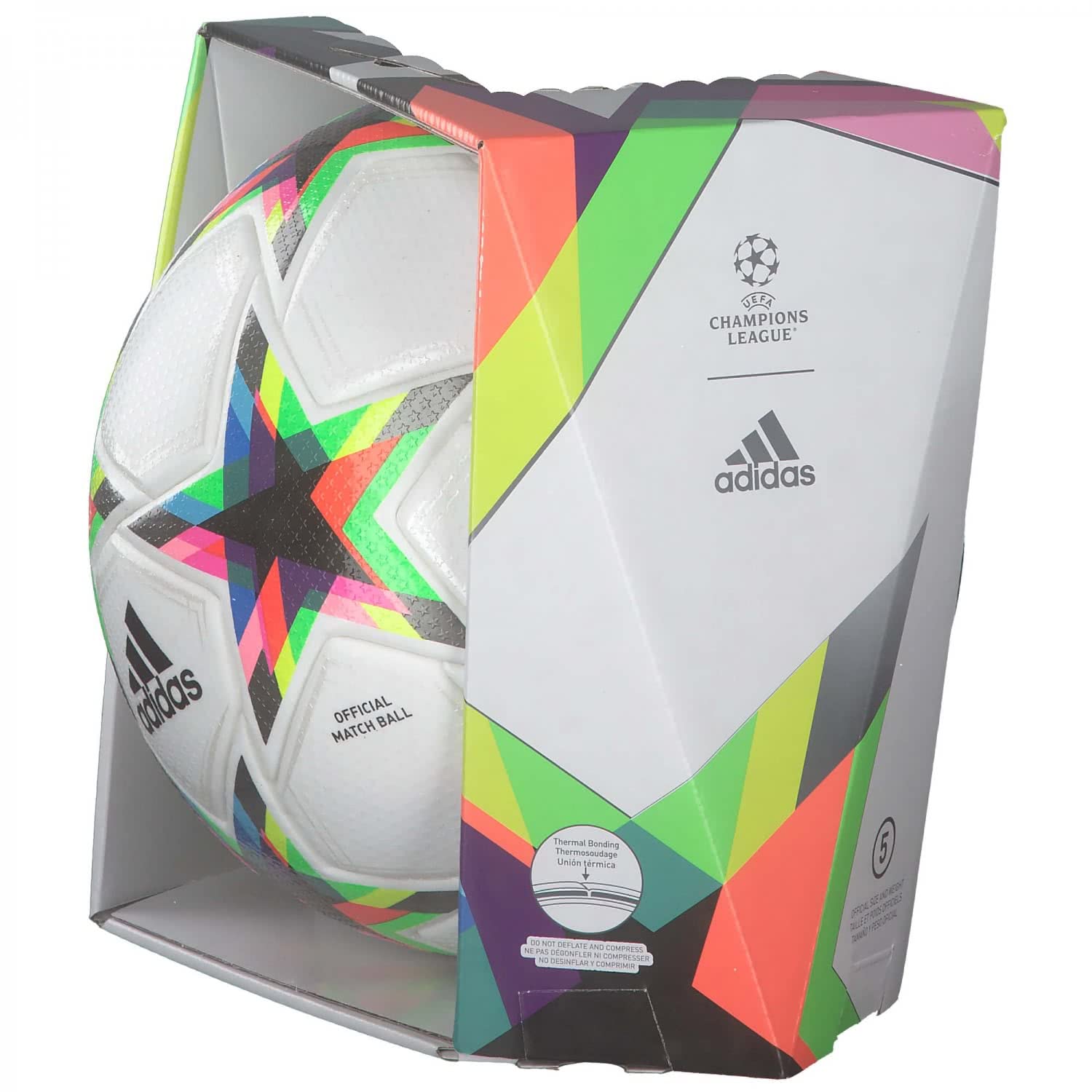 adidas Champions League UCL Pro 2022-2023, Balón, White-Silver Metallic-Bright Cyan
