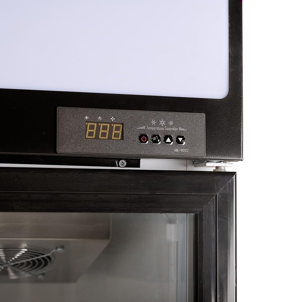 Cleiton® Armario Expositor Refrigerador 1 Puerta de Cristal 330 Litros Doble Cristal Templado Refrigeracion Ventilada Antivaho 600x620x2000 mm | Vitrina Expositora Refrigerada | Nevera Frio Bebidas