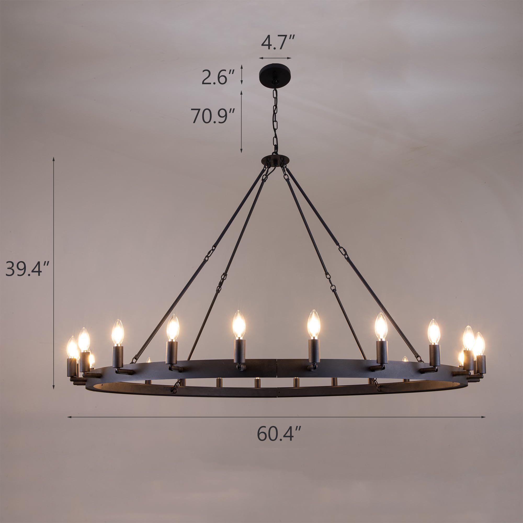 TOCHIC Black Chandelier Light Fixture, 60
