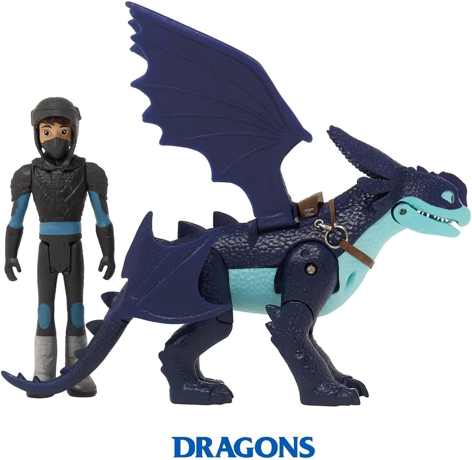 Dragons: The Nine Realms Adventure Set – Tom & Thunder (Version 2, Purple) | Action Figure & Dragon Toy by Spin Master