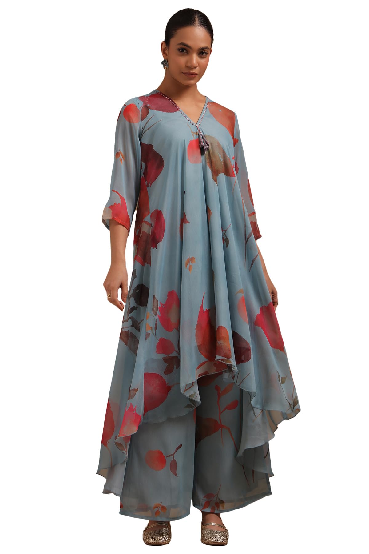 soch Womens Chiffon Botanical Print Co-Ord Set-picture-23