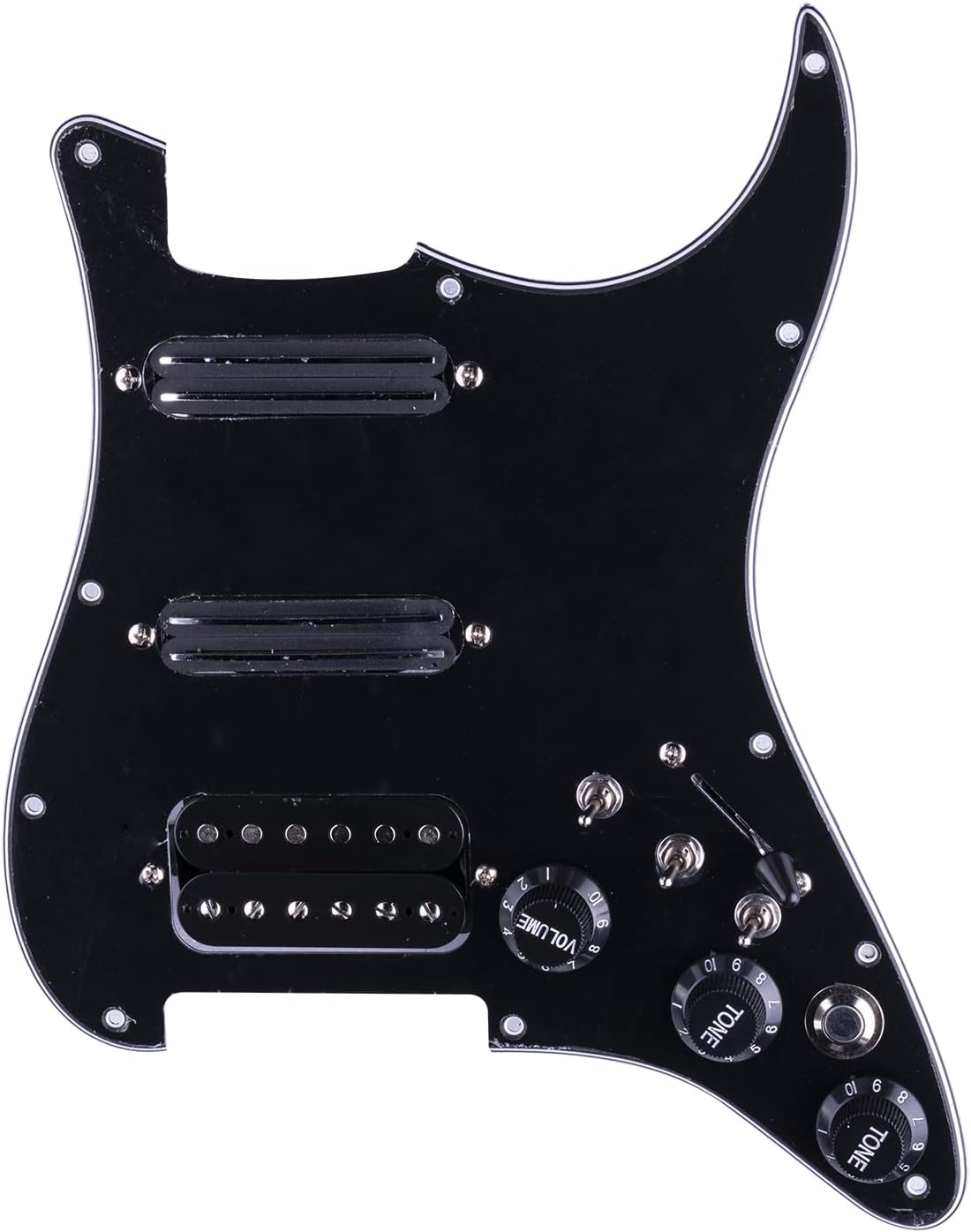 Humbucker Electric Guitar Pickguard Pickup with Singlecut Wiring Loaded Prewired Pickguard SSH Guitar Pickguard Swith Control Scratchplate Assembly for Fender Strat Guitar (Black)