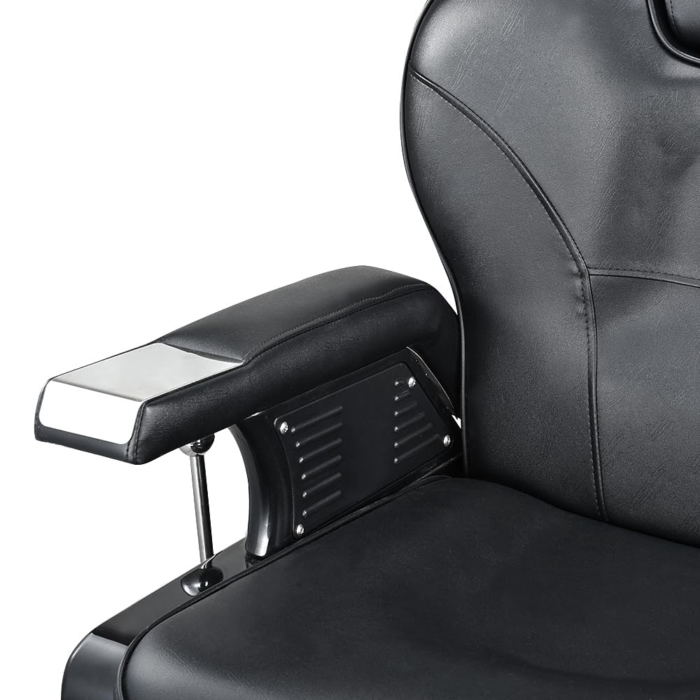 Poltrona da Parrucchiere Reclinabile Idraulica a 360° per Salone Professionale, 96 x 94 x 84 cm, Nero