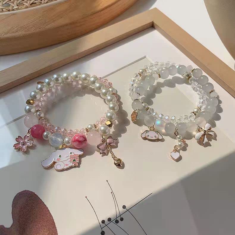 NIQIPOK Crystal Bead Kuromi Bracelets for BFF Friendship Cute Kawaii Elastic Relationship Matching Beaded Bracelets for Women4