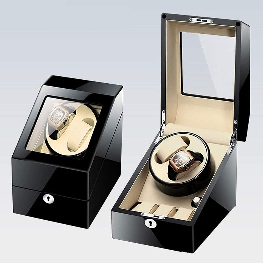 FHISD Watch Winder for Watches Wooden Double Automatic Watch Winder Storage Boxes For 2 Watches/2+3