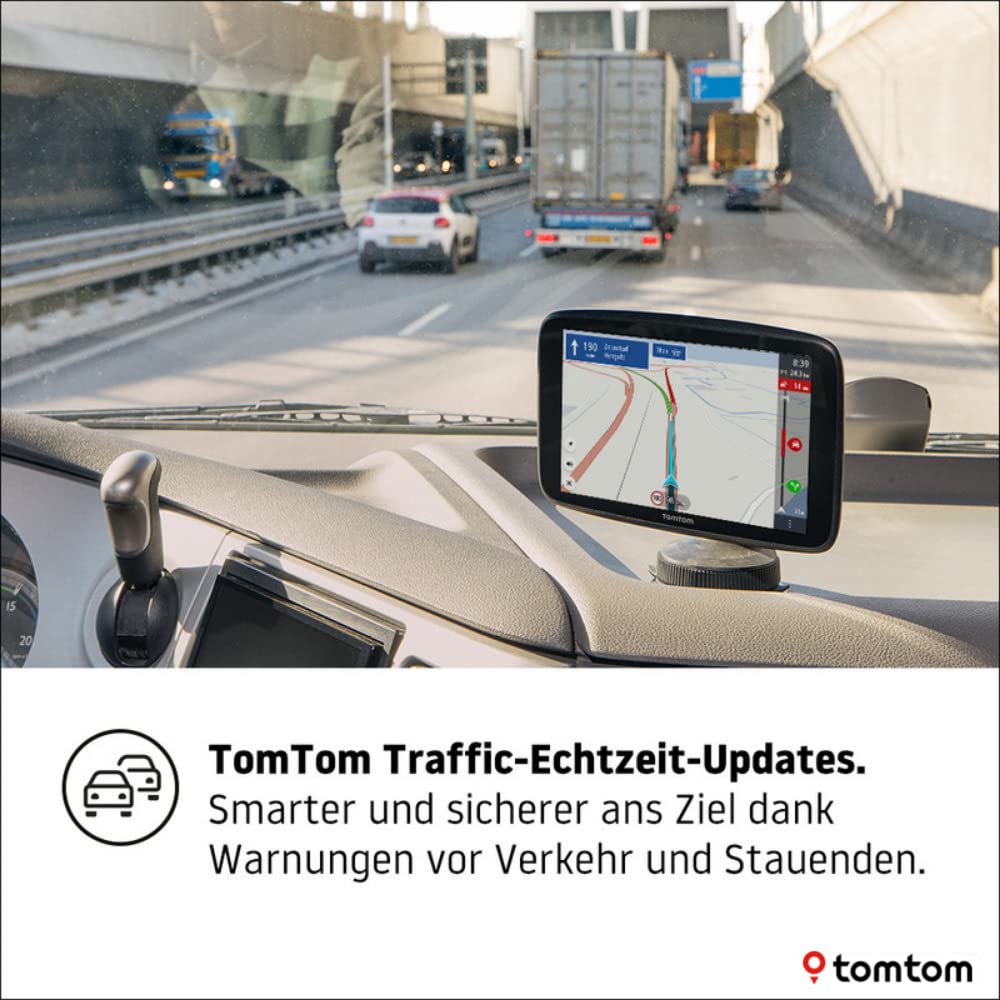 TomTom LKW Navigationsgerät GO Expert (7 Zoll HD-Bildschirm,Routen für große Fahrzeuge, Stauvermeidung dank TomTom Traffic, Weltkarten, Warnungen zu Beschränkungen, schnelle Updates über WiFi) Schwarz