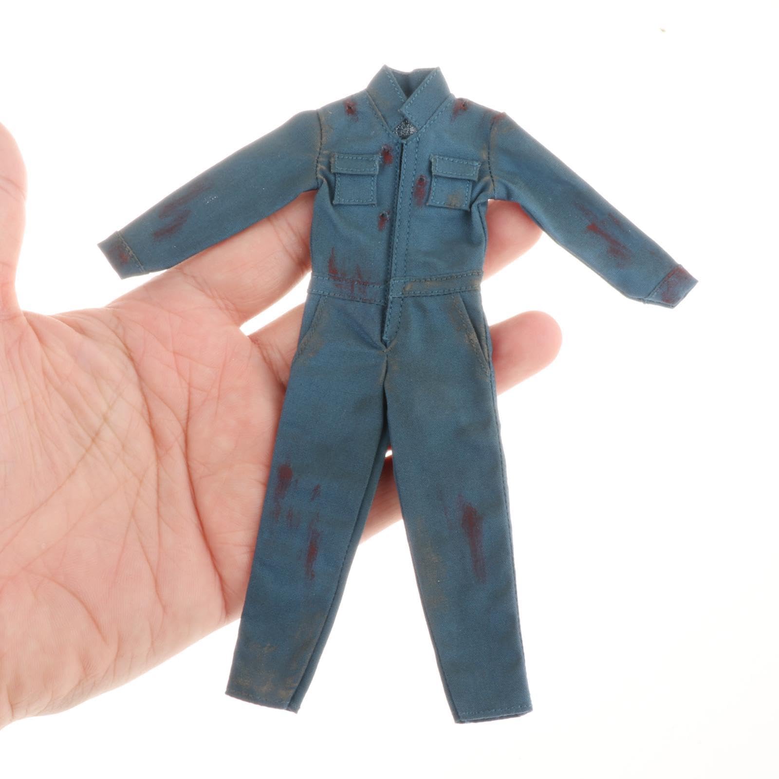 Colcolo Actionfigur Kleidung Set Männerfigur Puppenkleidung Jumpsuit Outfits Stoff Handgenäht Einfach Anzuziehen für DIY Projekte Sammelleidenschaft, Blau Grün