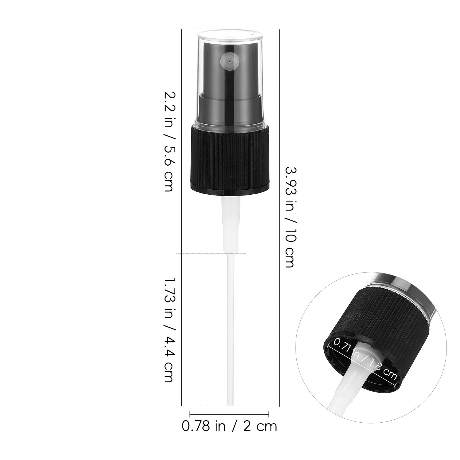 ABOOFAN Lot de 20 Embouts de Pulvérisation Noir 18 Mm pour Flacons Vaporisateurs Parfum, Recharge pour Pompe à Parfum, Accessoires Beauté Compacts et Légers, Adaptés Voyage, Matériau