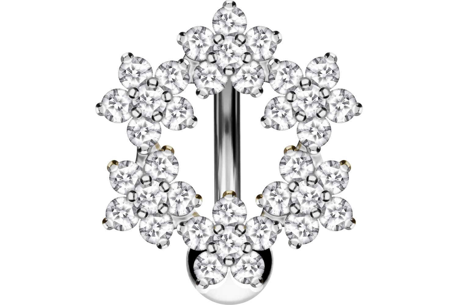 PIERCINGLINE Piercing de ombligo de titanio con diseño en plata 925 CORONA DE FLOR color dorado banana selección color bananabell