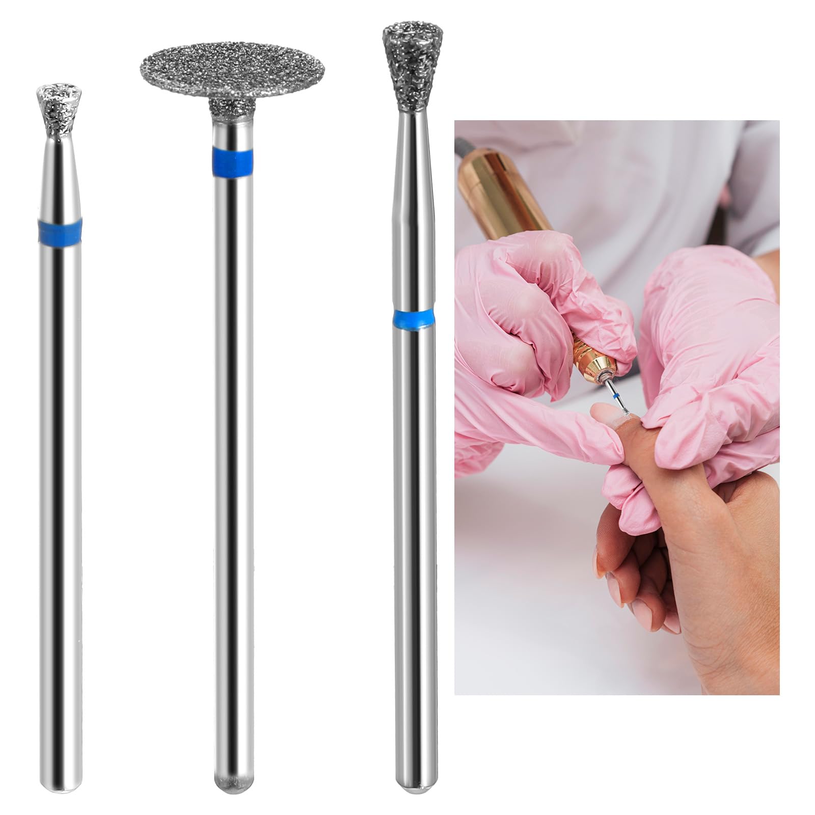 Set di 3 punte per fresa per unghie, punte coniche micro per cuticole, punte multifunzione per fresa, trapano per pulizia cuticole, accessori per fresa per unghie per manicure pedicure lucidatura