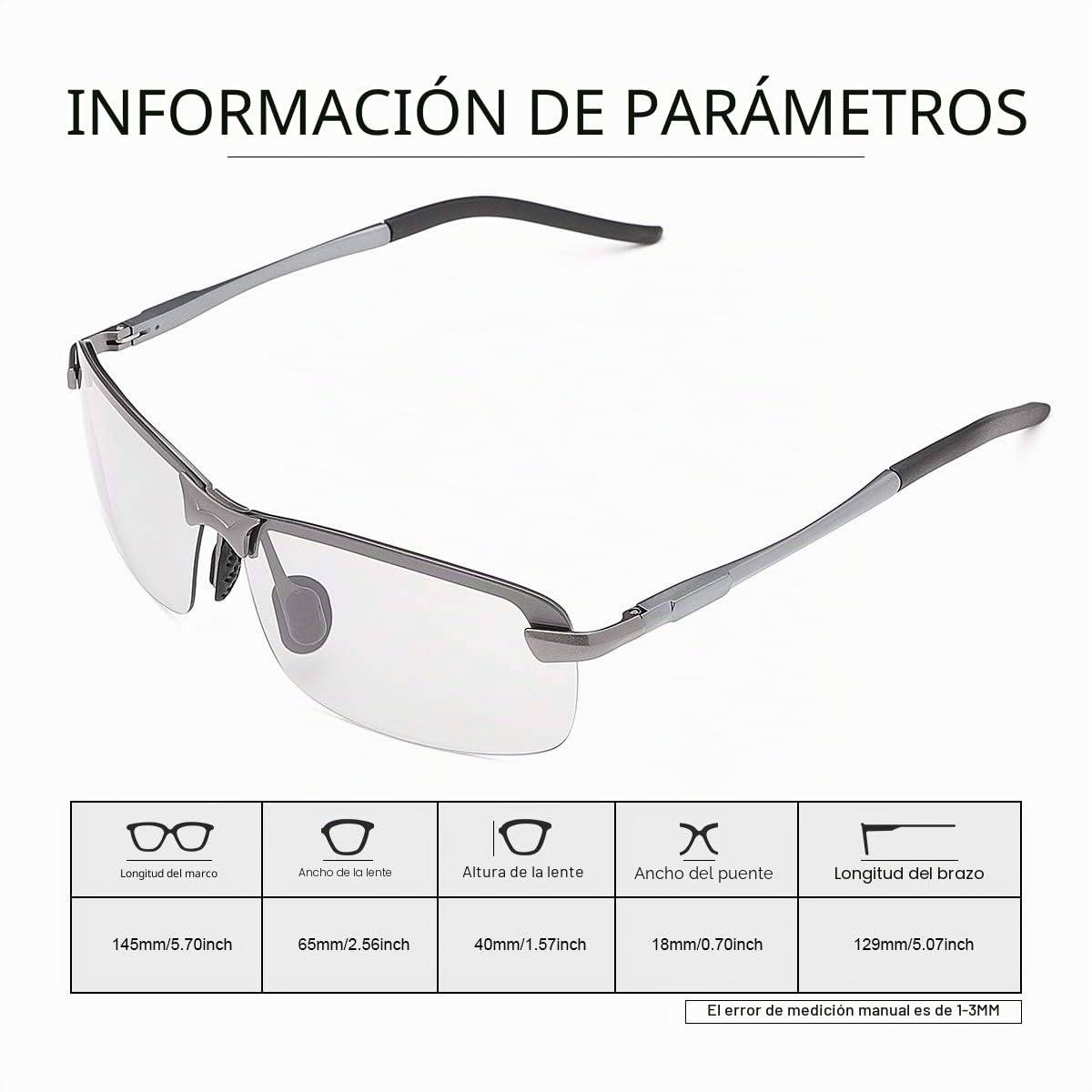 MIRYEA Gafas de Sol Hombre Deportivas Polarizadas Fotocromaticas Para Hombre y Mujer Conducción Ciclismo Moto Pesca Esqui Golf Deporte Al Aire Libre Rectangulares Protección UV