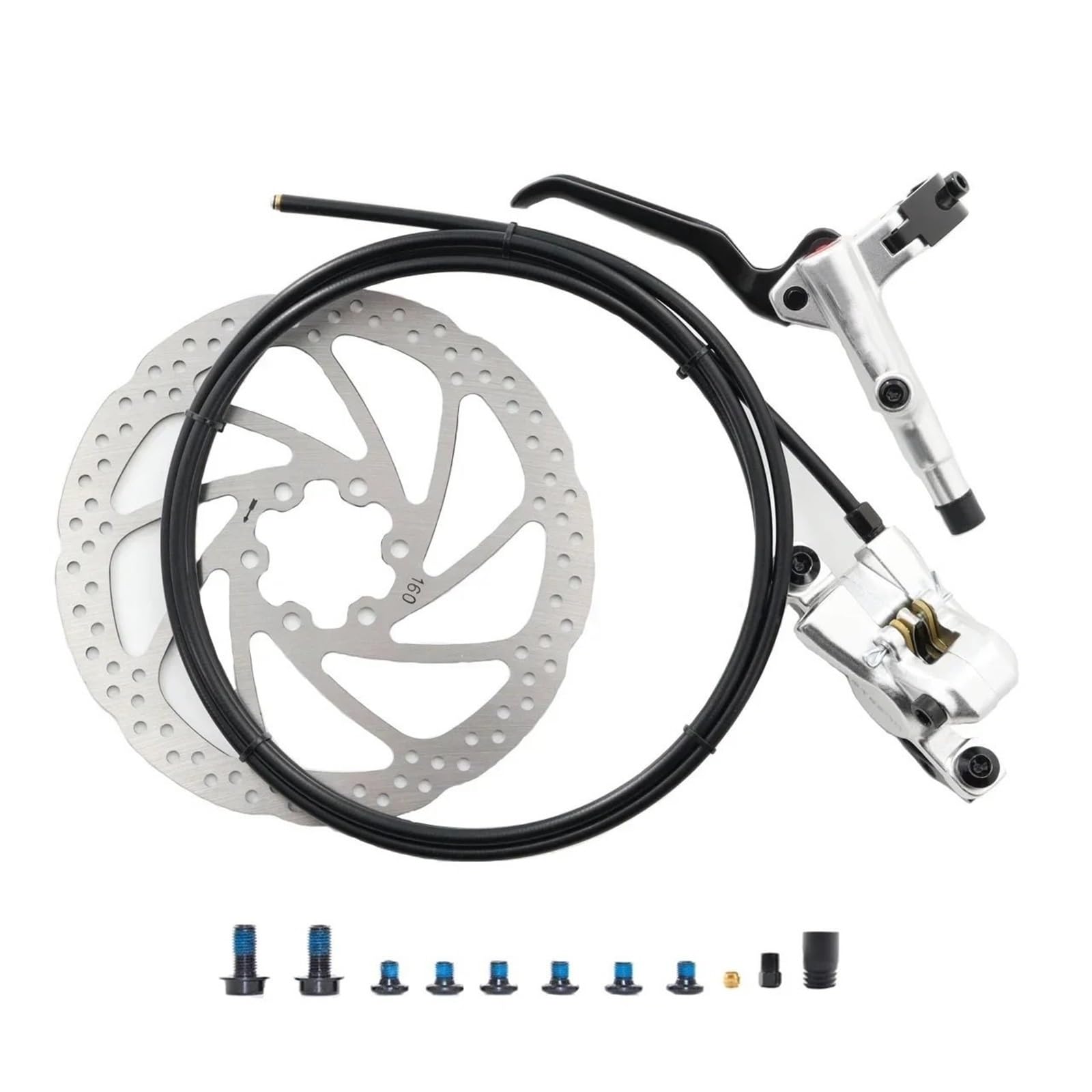 2-tłokowy hydrauliczny hamulec tarczowy do roweru MTB 160mm Rotor Przedni tylny zacisk Zestaw hamulców olejowych 1000mm 1800mm tylny bęben hamulcowy(Right R 160mm disc)