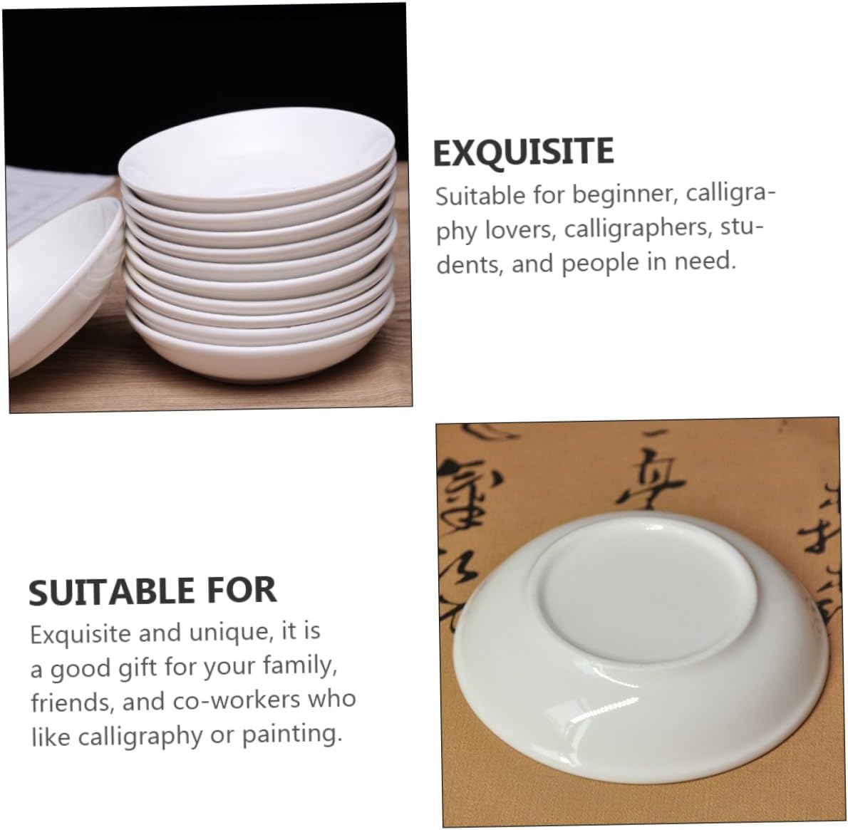 STOBOK 12pcs Ceramic Calligraphy Brush Trays Versatile Ink Dishes for Students and Artists Durable Ink Brush Holders for Calligraphy and Painting Practical White Porcelain Design