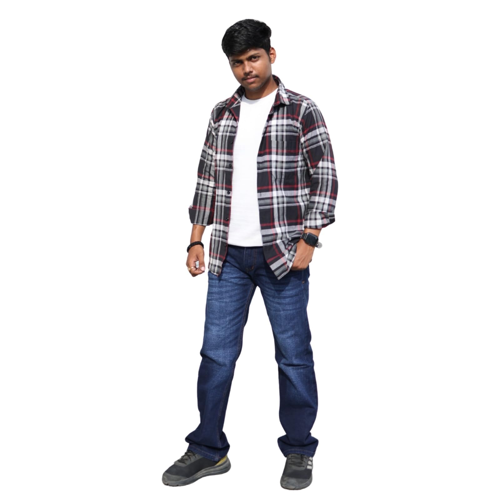 Men's Regular Fit Stretchable Denim Jeans Navy Blue Faded-image-2