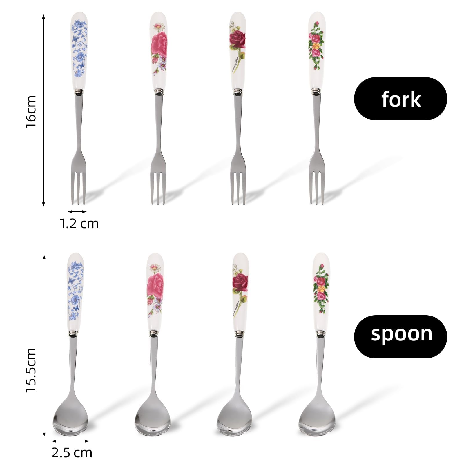Set 24 Cucchiaini E Forchette Da Dolci In Acciaio Inox | Oro, Lavabili In Lavastoviglie | Per Matrimoni E Eventi