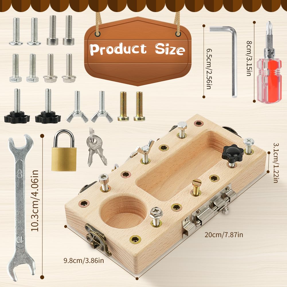 AOOTE Screwdriver Board Set, Montessori Toys Screwdriver Board, Wooden Kids Tool Set for Boys Girls, Fine Motor Skills Sensory Toy for 3 4 5 Year, STEM Educational Sensory Preschool, Learning Toys - Image 2