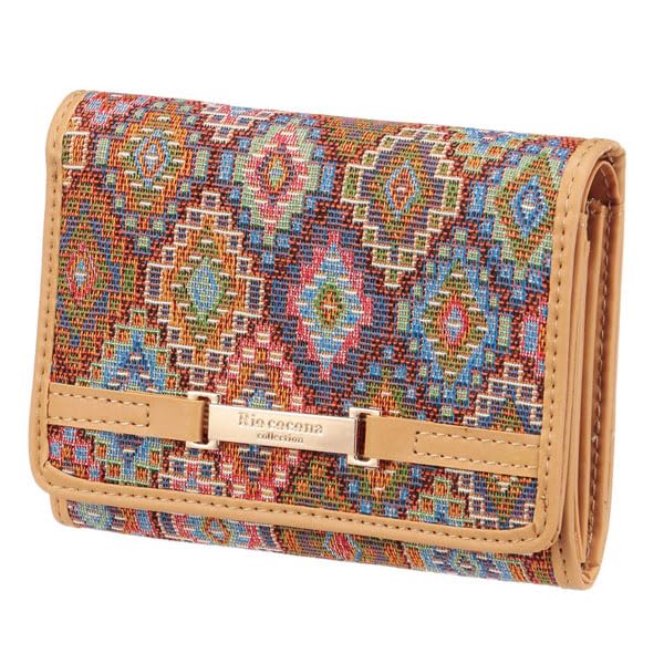 Gobelins Inspired bi-fold wallet, Round Zipper Wallet, Compact Round Zipper Purse, Elegant Woven Design, Women Wallet, Beige