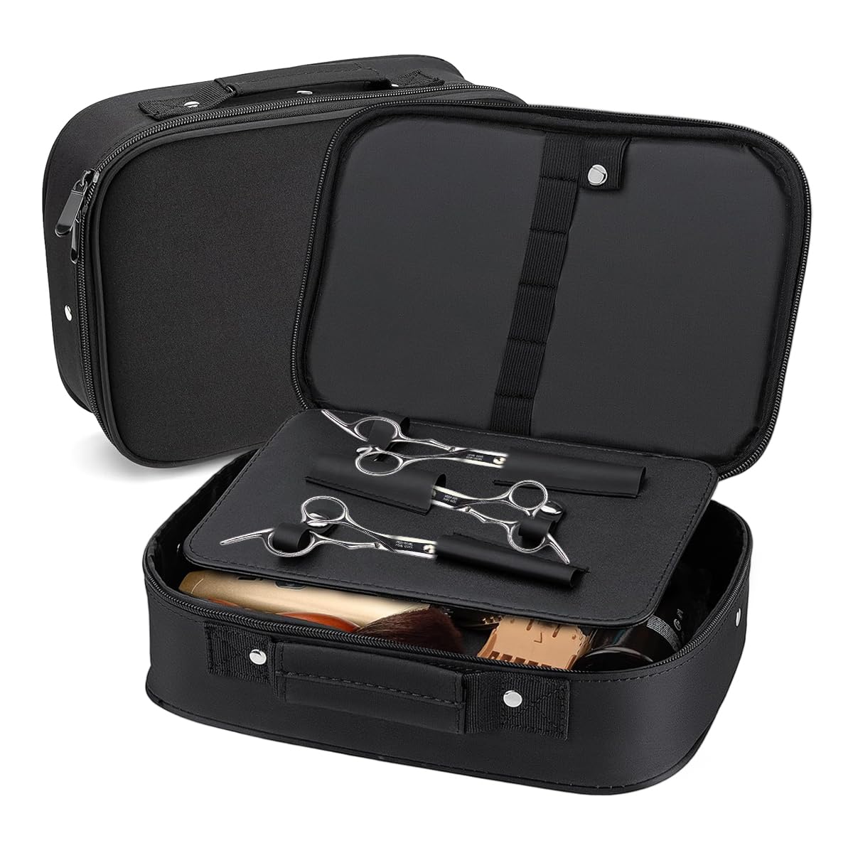 MAYCREATE® Hair Trimmer Styling Tool Storage Case Bag, Portable PU Travel Carrying Bag with Handle and Zipper, Barber Tool Organizer Suitcase for Electric Hair Clippers & Accessories-image-32