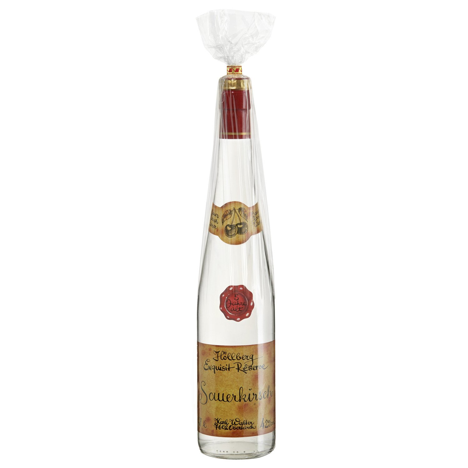 Original Höllberg Sauerkirsch Brand Réserve 42% vol. 0.7L | Premium Obstbrand mit edlem Kirsch Aroma | Edelbrand aus Familienbrennerei